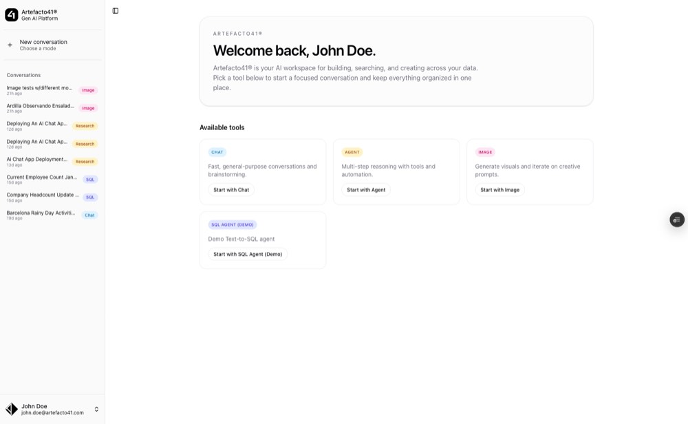 Artefacto41 主页工作区视图